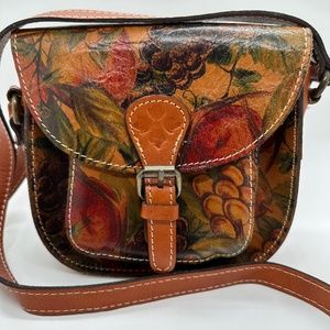 Patricia Nash 100% Italian Leather Crossbody Satchel Adjustable Buckle strap.